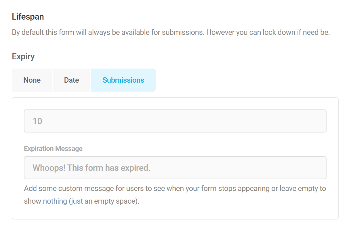 Set form to expire after certain number of submissions in Forminator