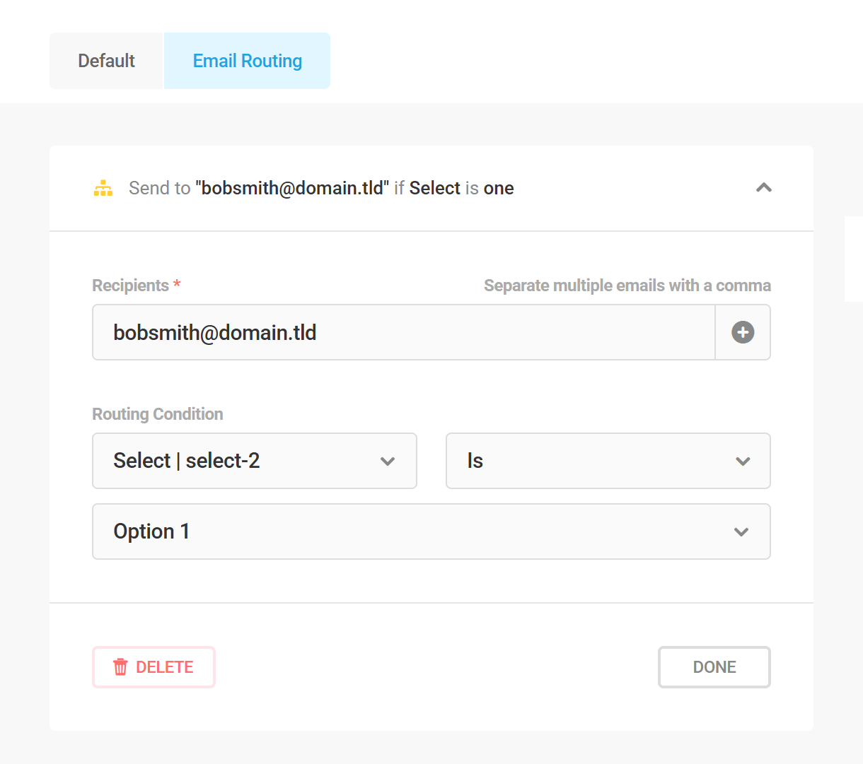Route Forminator form email notifications conditionally based on user input