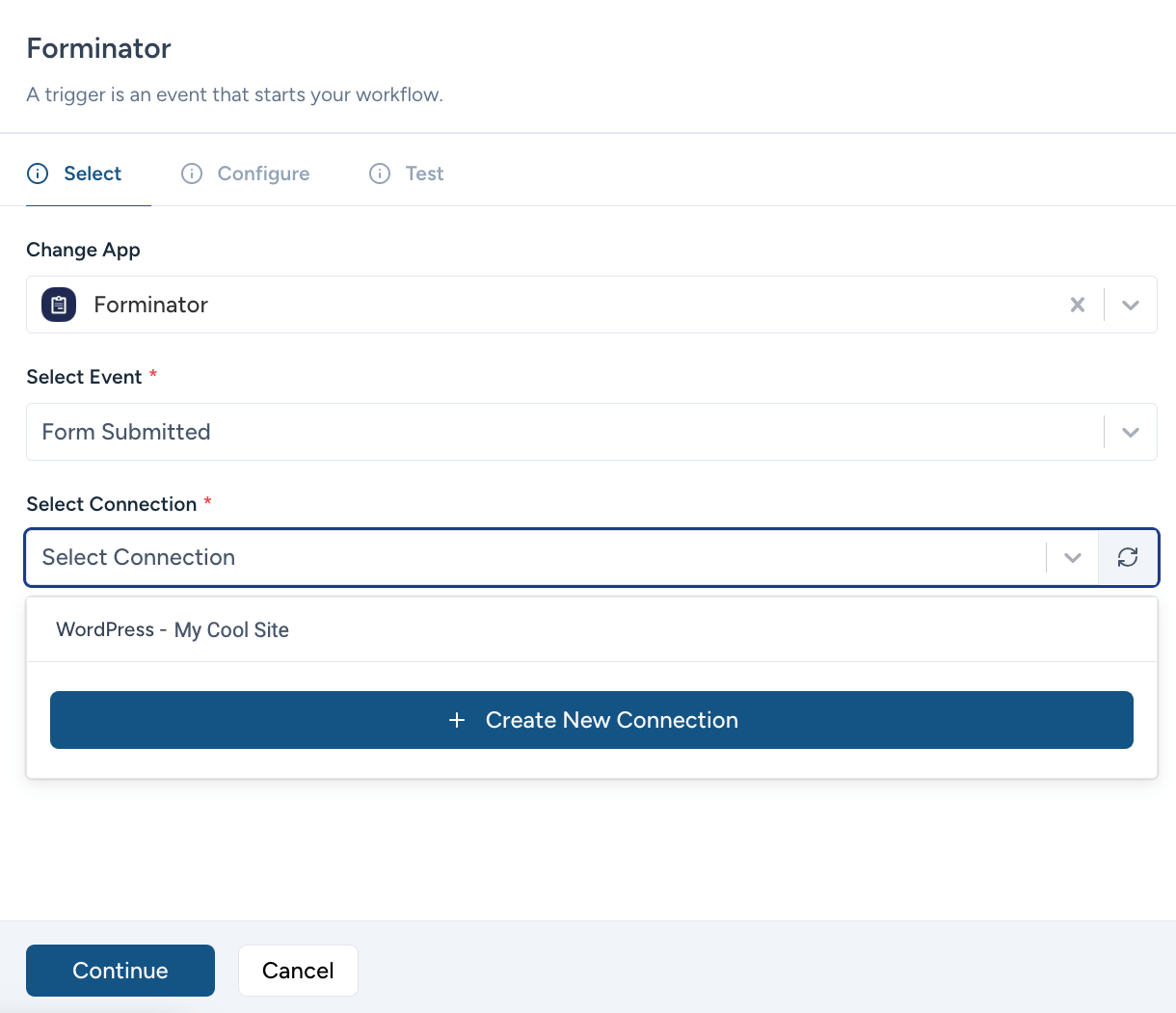 Select a trigger event for a new Ottokit workflow