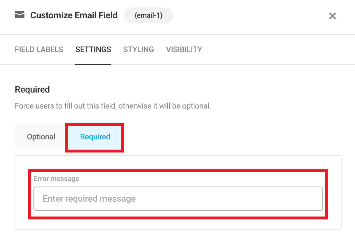 Set field as required in Forminator form