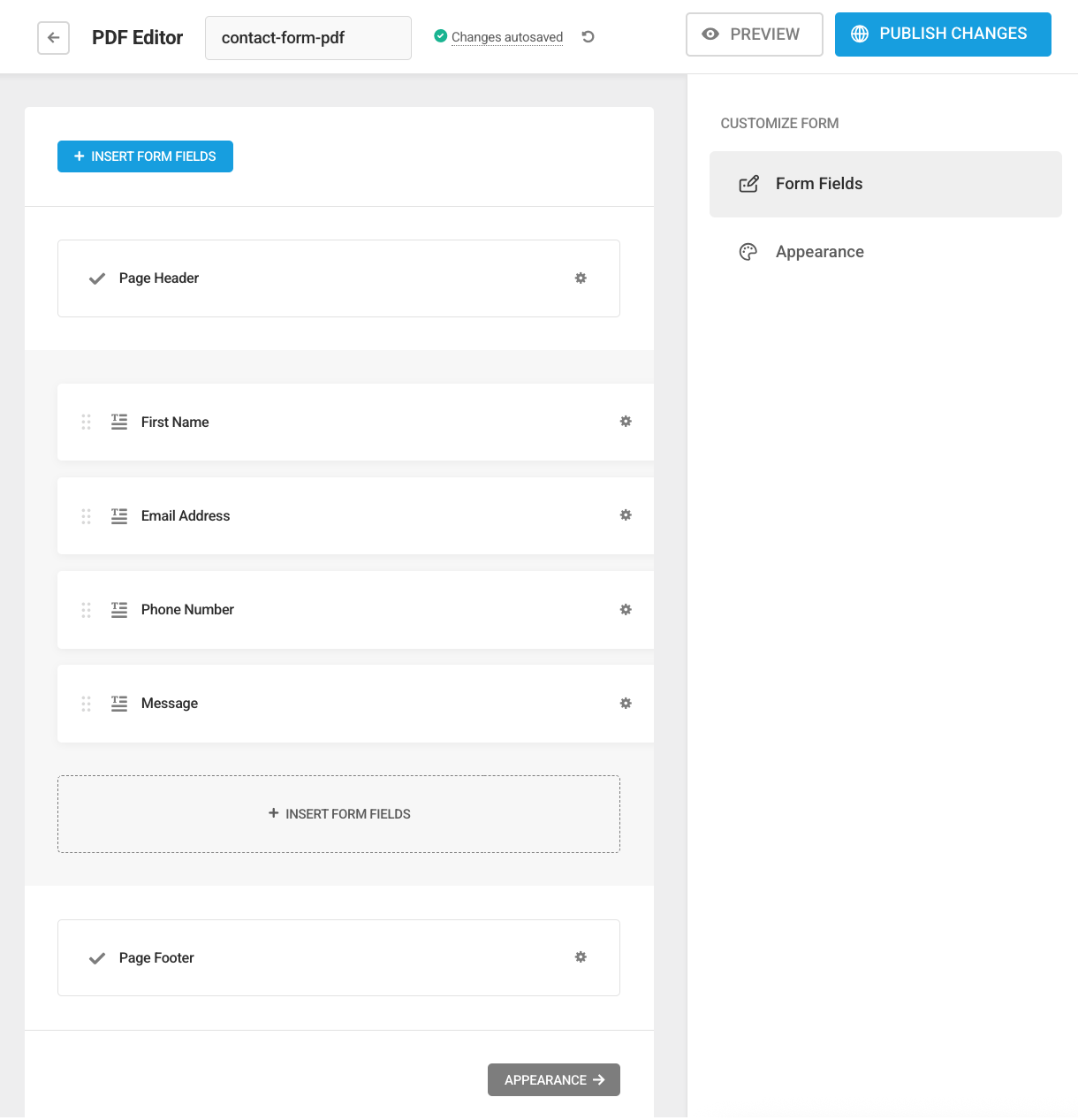 Insert pdf fields