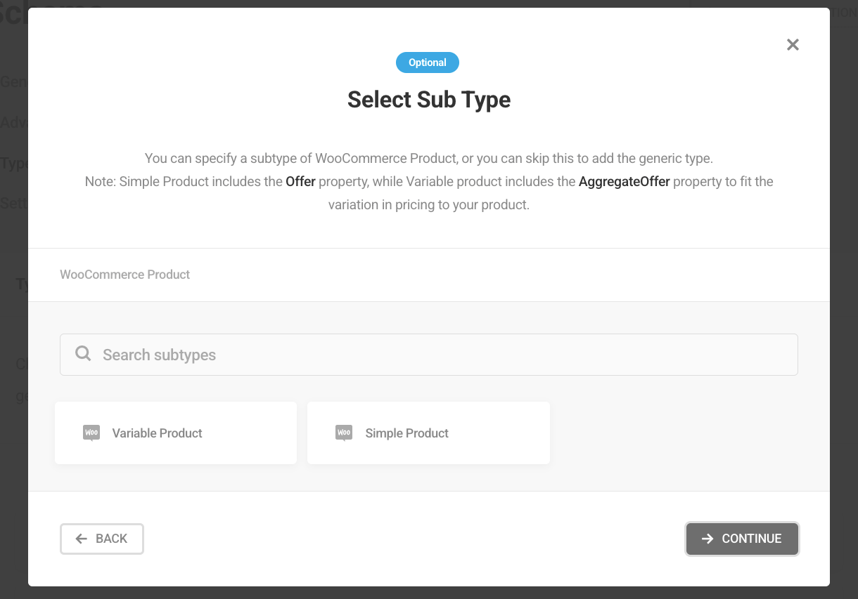 Select subtype for new WooCommerce Product type in SmartCrawl