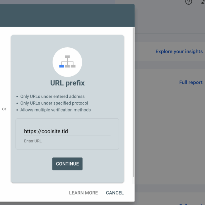 Add a domain in Google Search Console