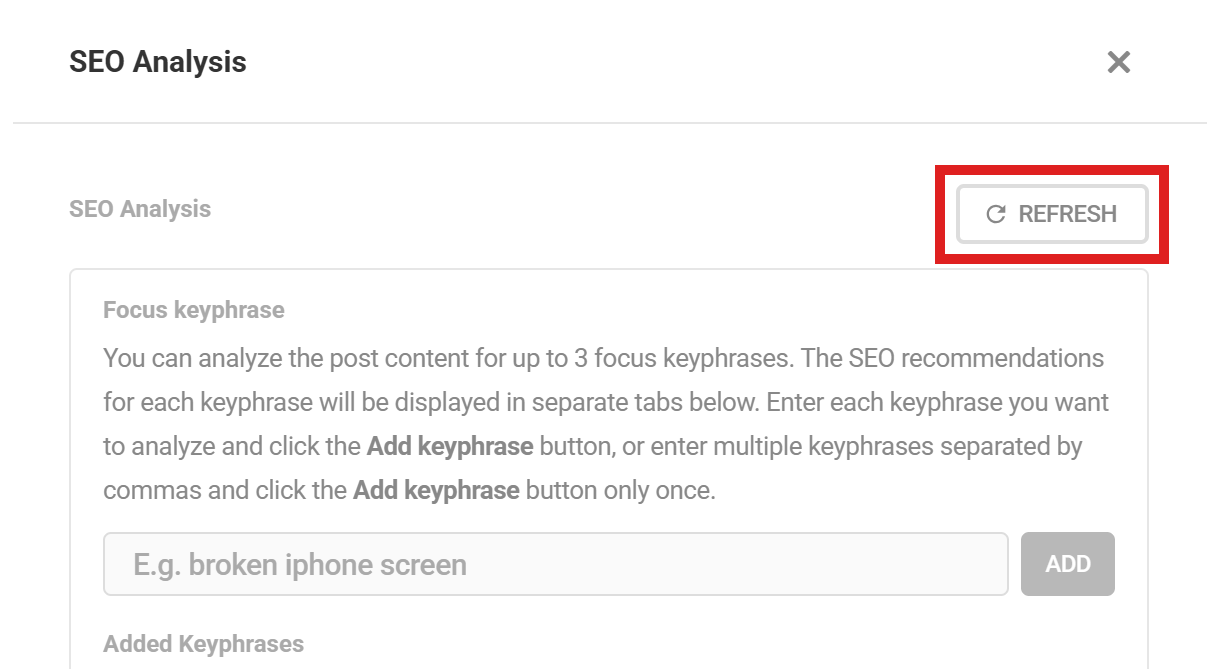 Refresh SmartCrawl in-post SEO analysis results