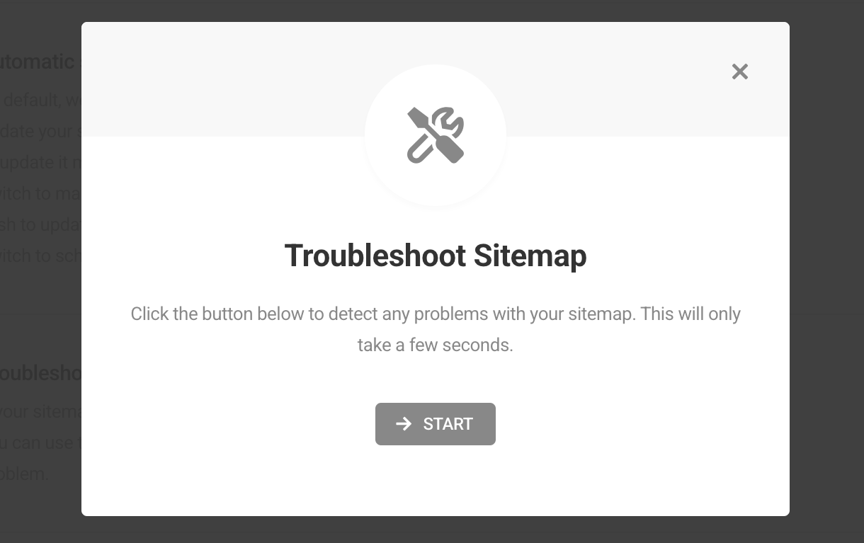 Troubleshoot sitemap Start button