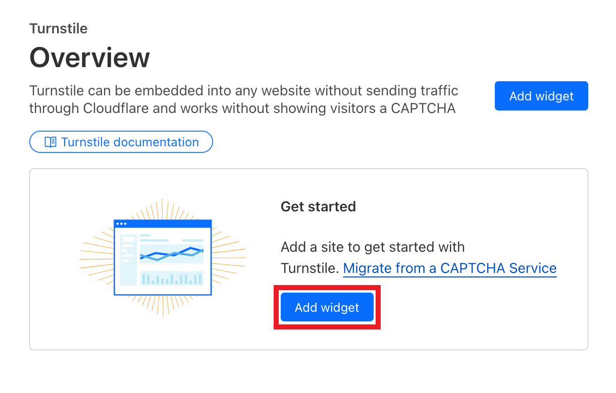 Adding Turnstile widget on Cloudflare dashboard