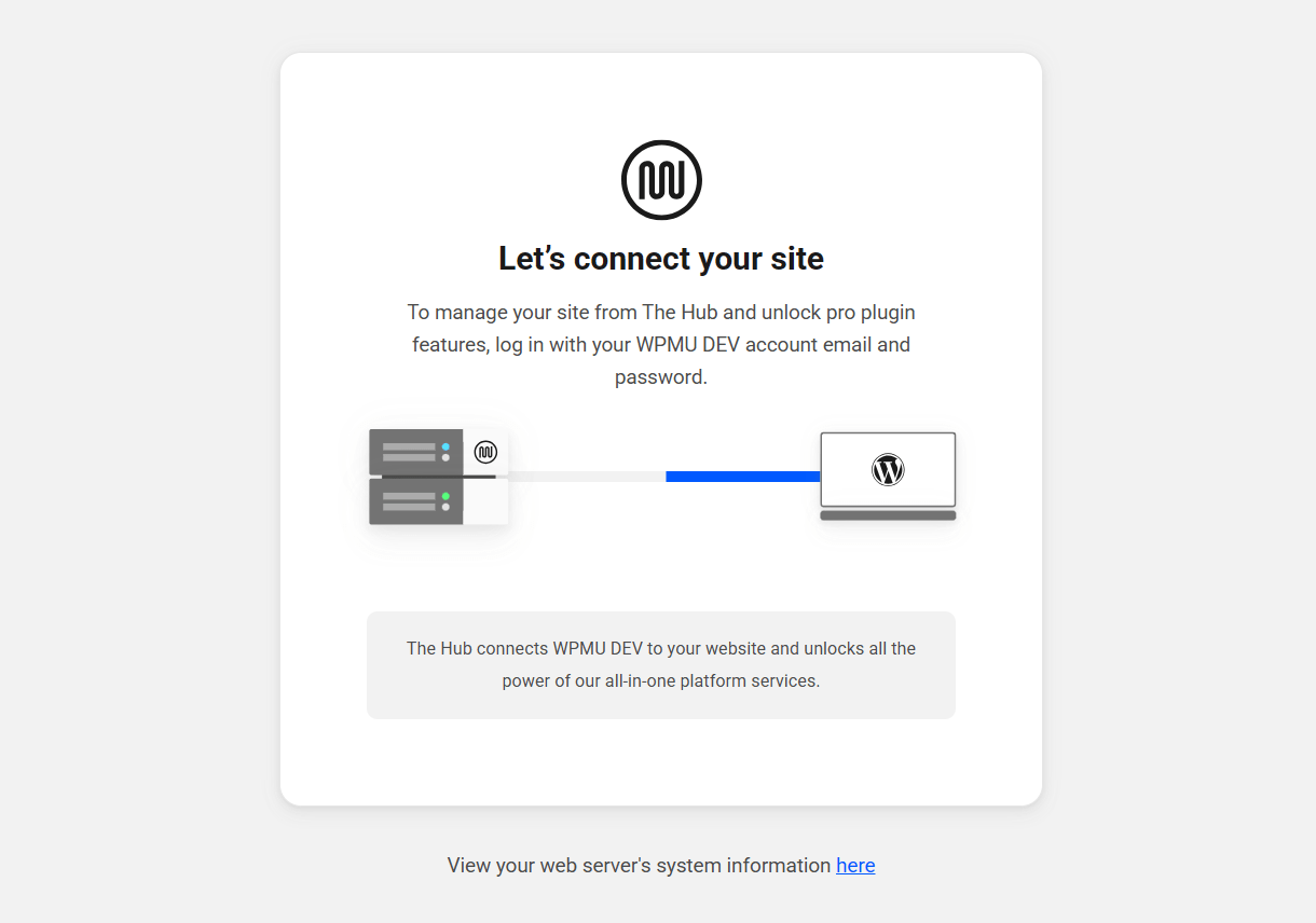 Logging into the WPMU DEV Dashboard plugin