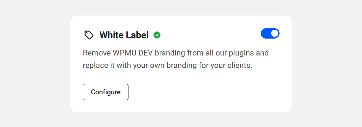 WPMU DEV Dashboard White Labeling widget