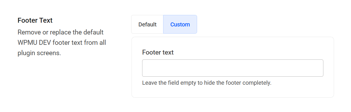 Whitelabel footer text