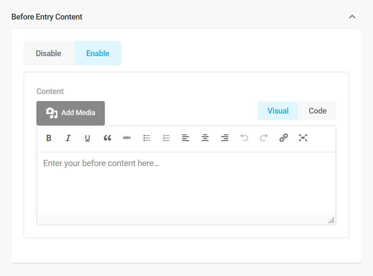 Entry content in Branda document module