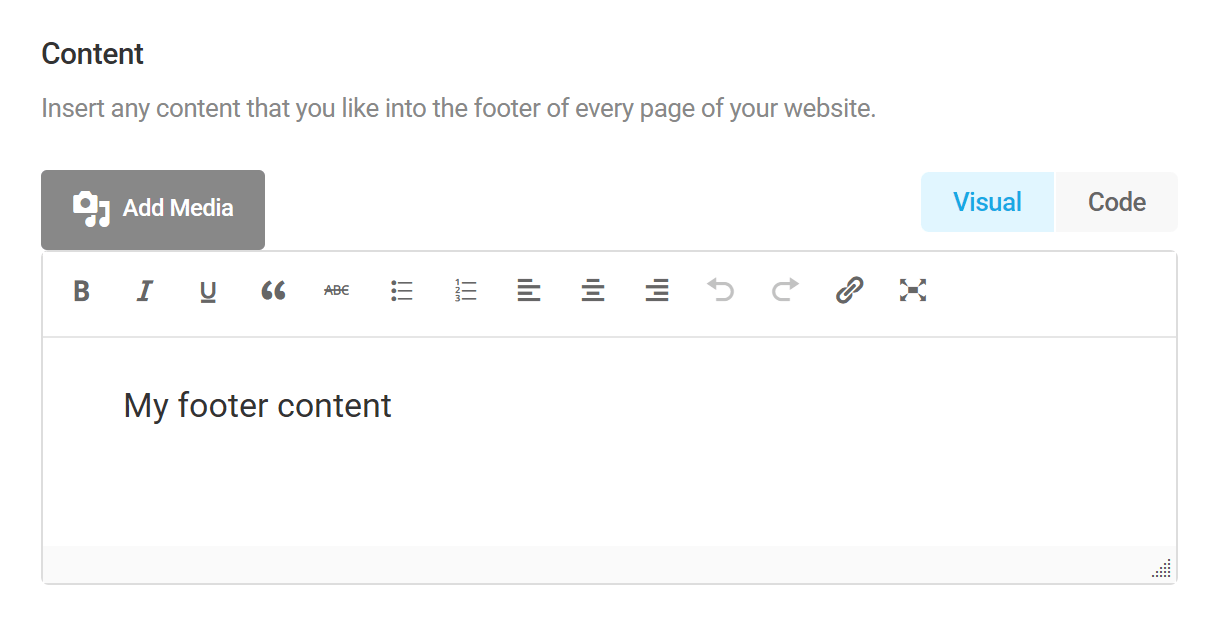Branda Footer Content editor