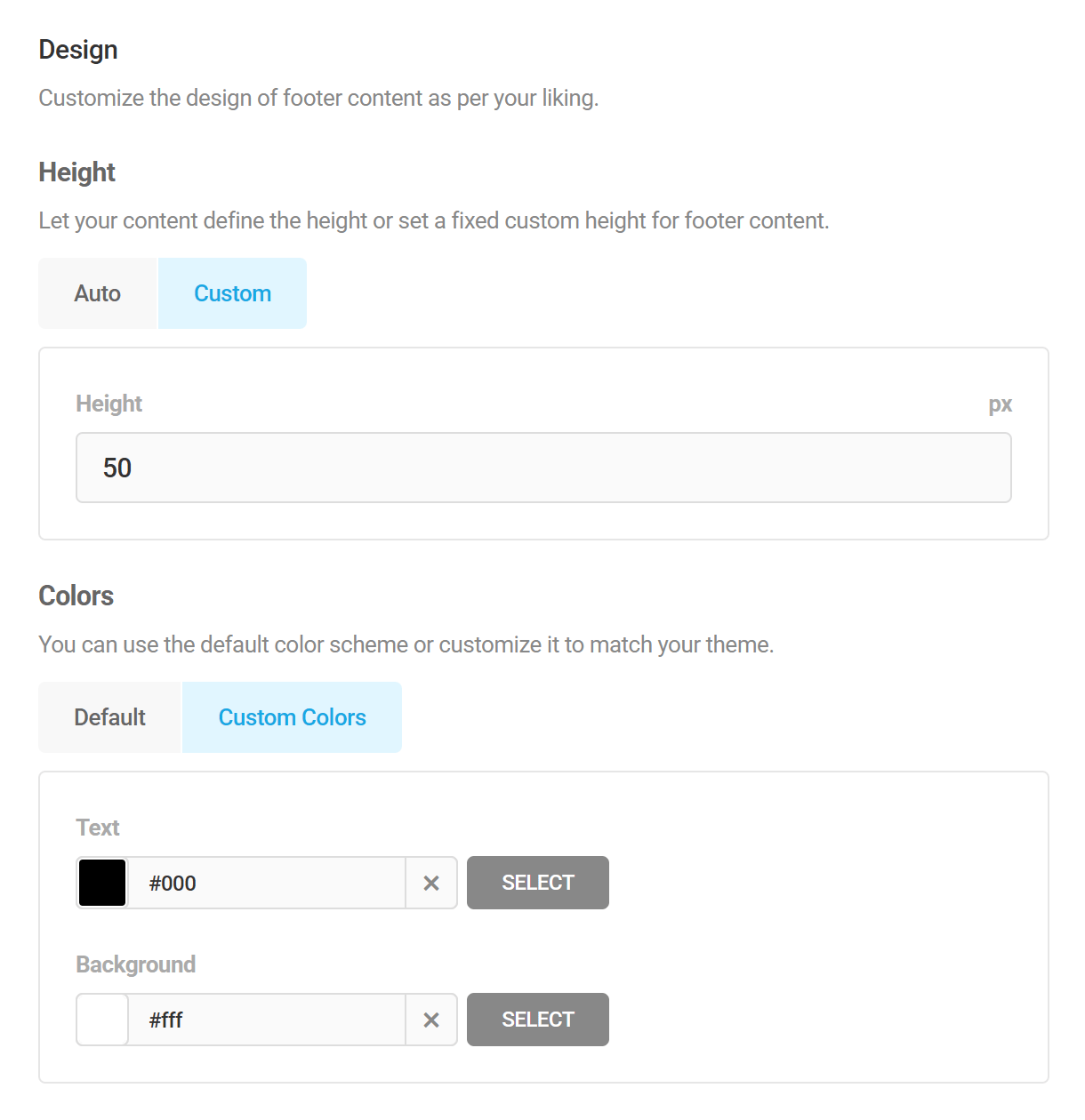 Branda Footer Content design options