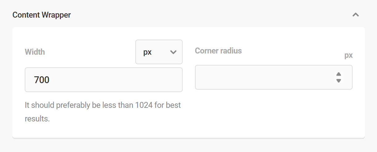 Branda website mode content wrapper design options