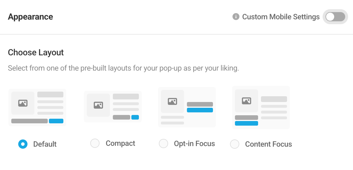 Choose layout option
