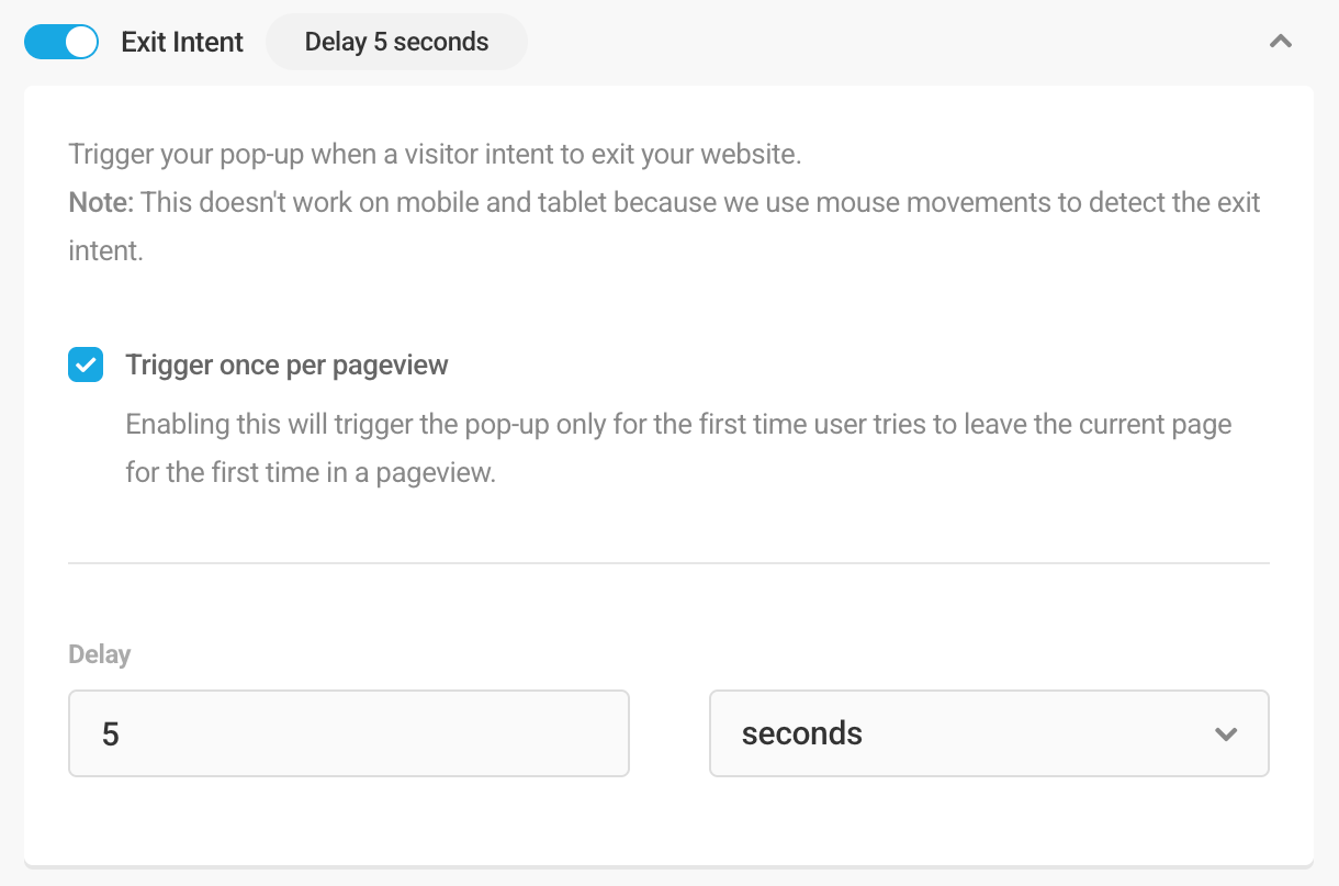 Modal exit intent