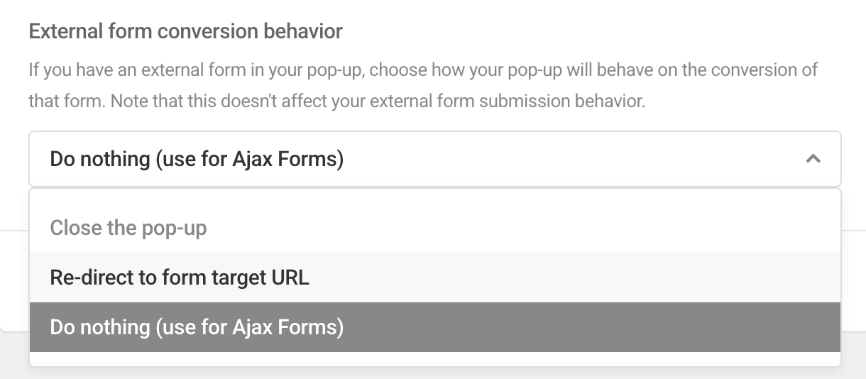 Options for Hustle module visibility after submitting a 3rd-party form