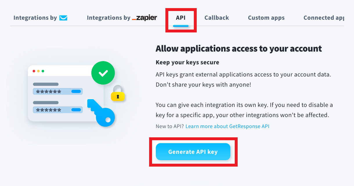 Click generate API key button