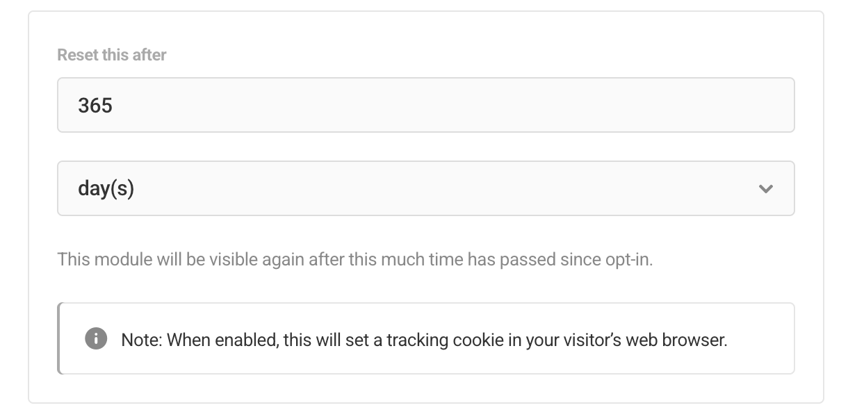 Set cookie expiration for visibility after opt-in