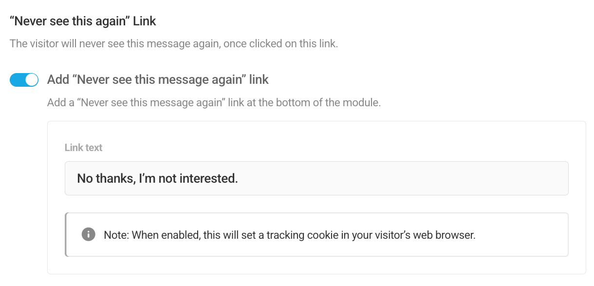 Add a Never See This Again link in a module