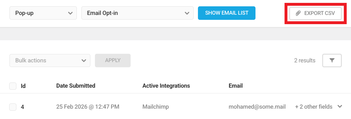 Export subscriber list in Hustle email list module