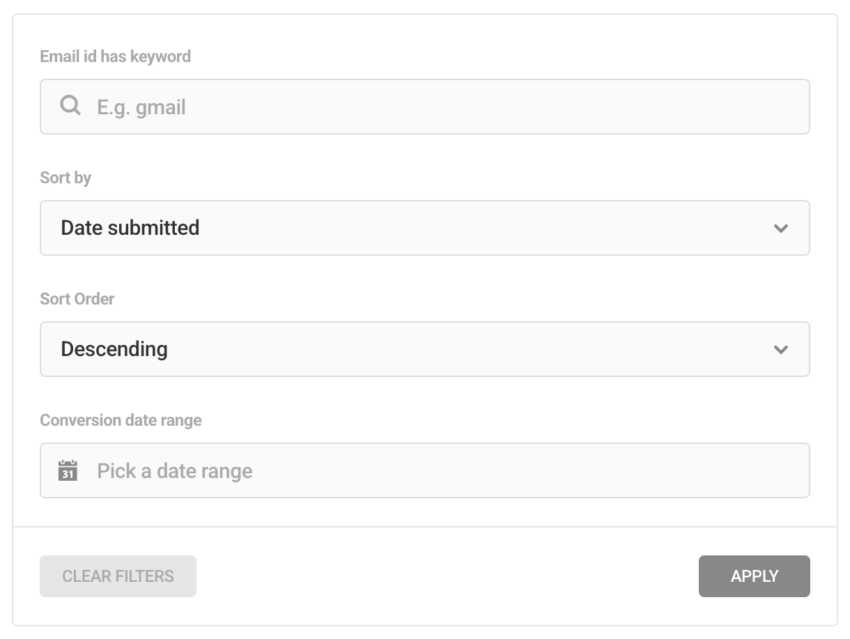 Submission filter options in Hustle Opt-In email list