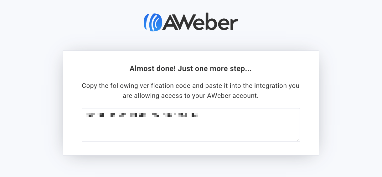 Authorization code for Aweber integration with Hustle