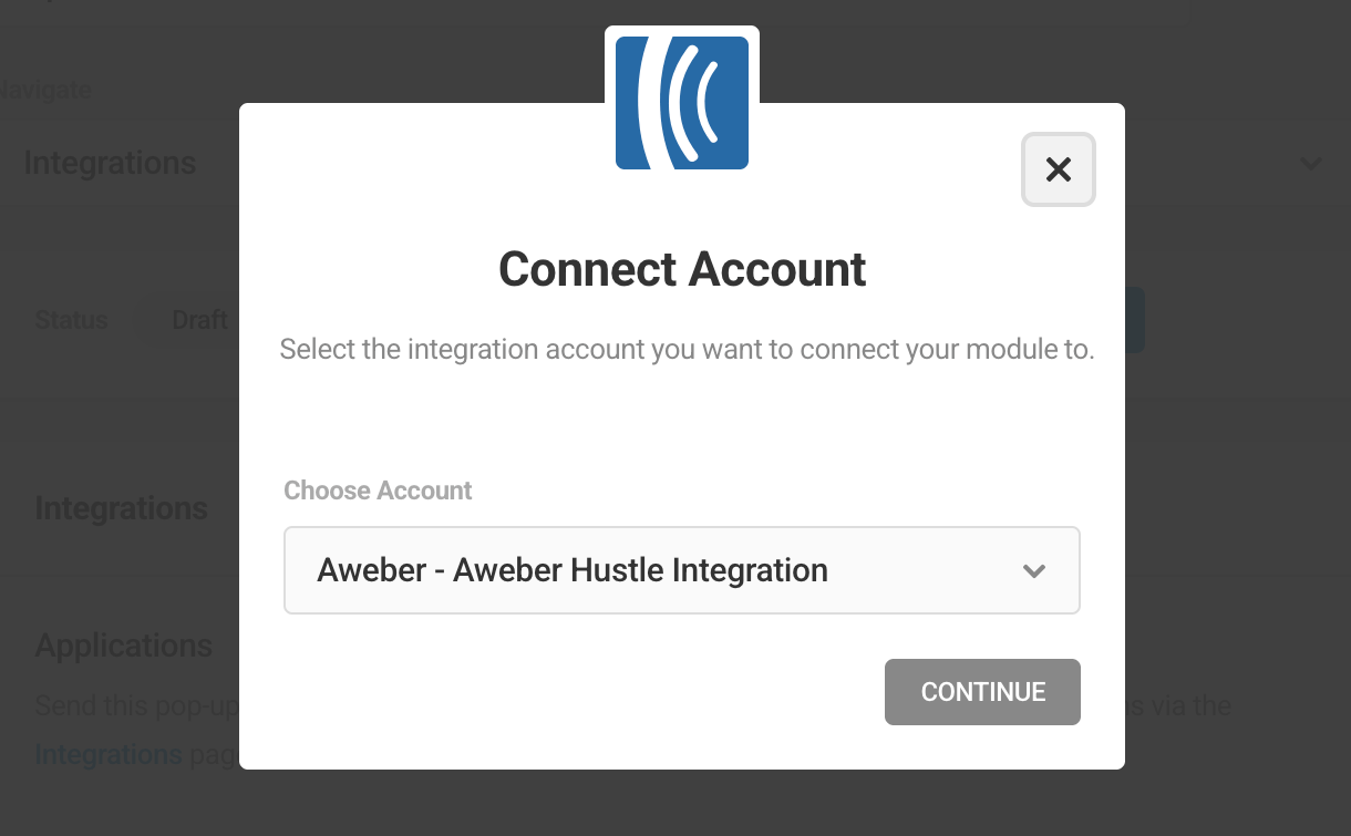 Connect to Aweber account in Hustle opt-in module