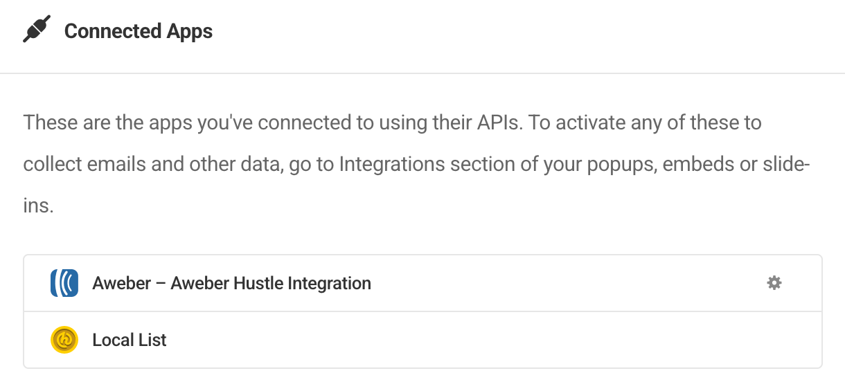 Aweber successfully integrated with Hustle