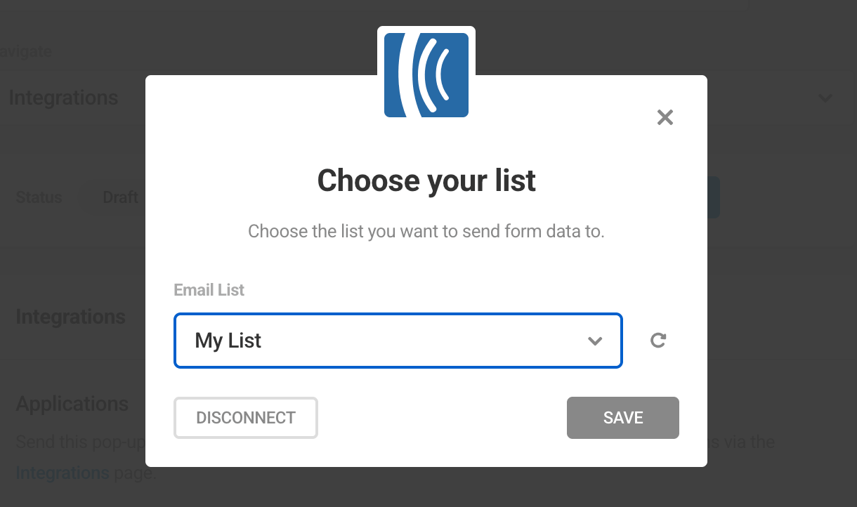 Select Aweber list in Hustle opt-in module