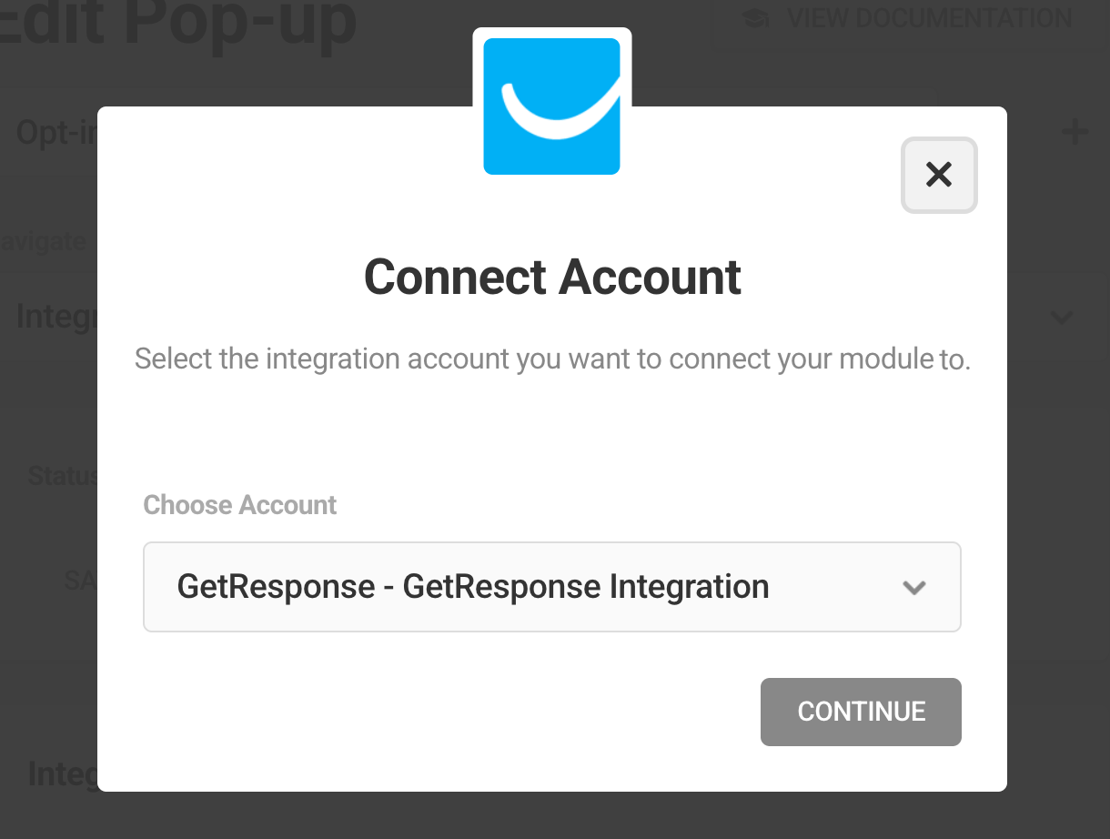 Connect to GetResponse account in Hustle opt-in module
