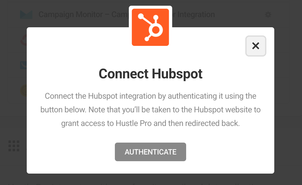 Connect to HubSpot account in Hustle opt-in module
