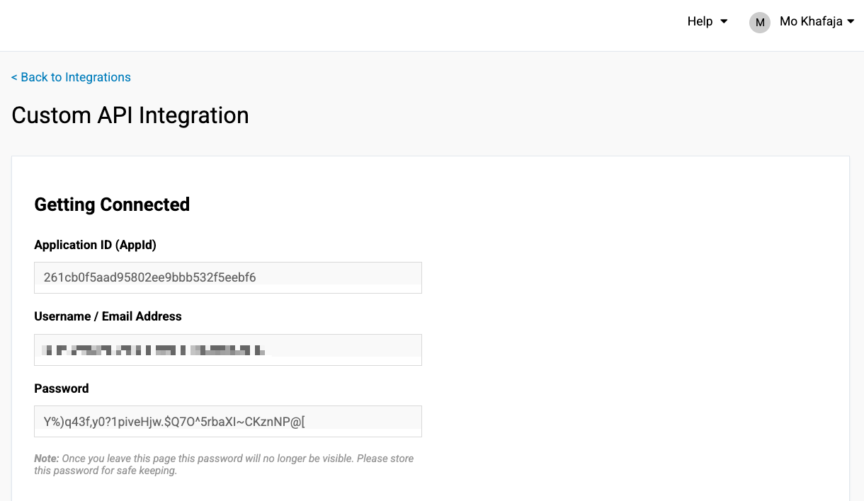 Step 3 to create new app at iContact for integration with Hustle
