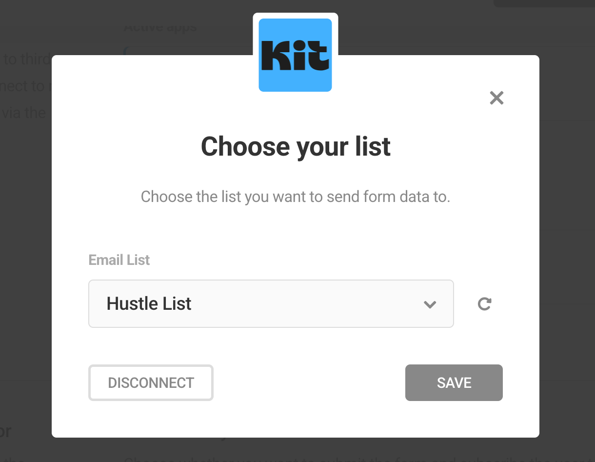 Select Kit list in Hustle opt-in module