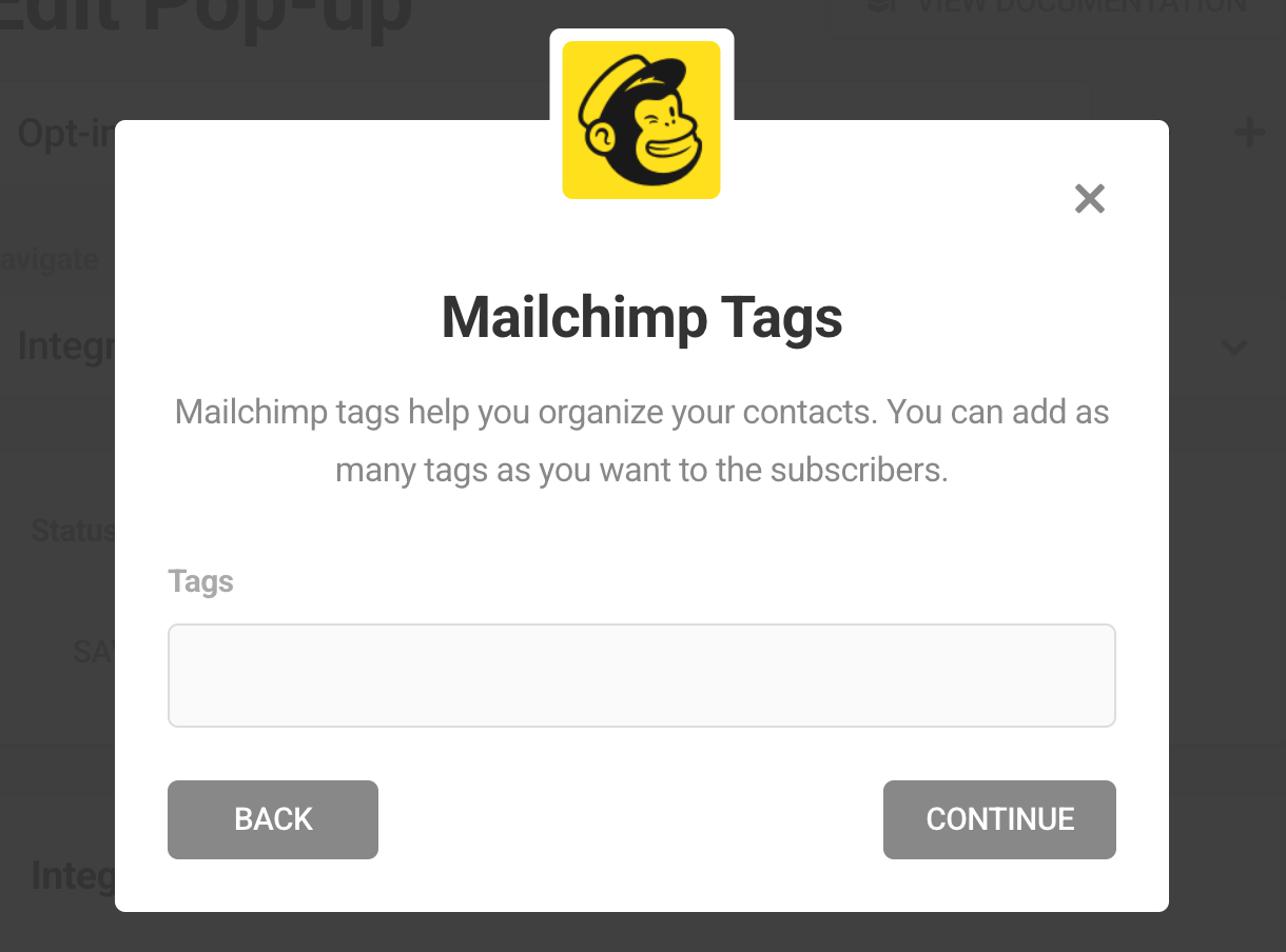 Add Mailchimp tags in Hustle opt-in module