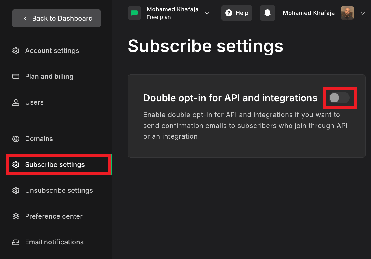 Enable double-opt-in at MailerLite