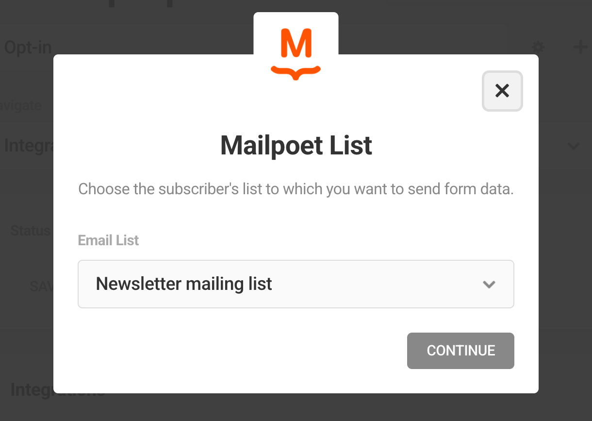 Select Mailpoet list in Hustle opt-in module