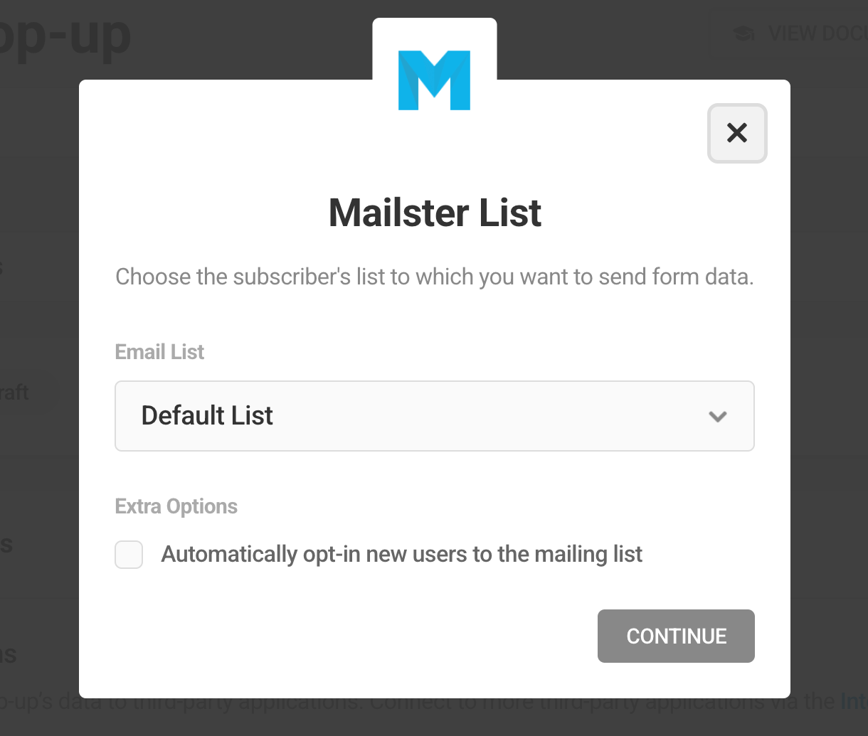 Select Mailpoet list in Hustle opt-in module
