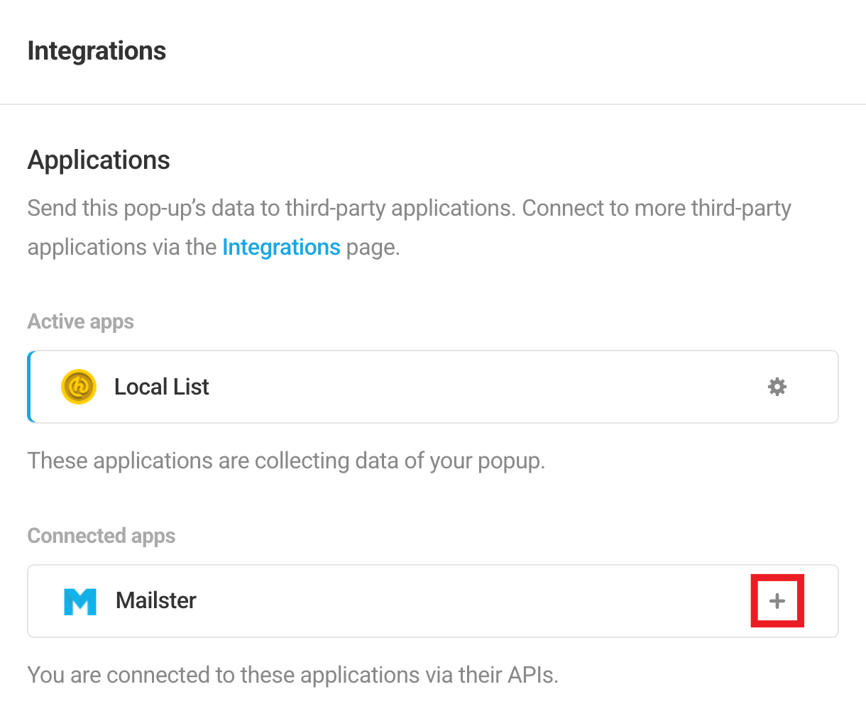 Select Mailster integrated app in Hustle opt-in module