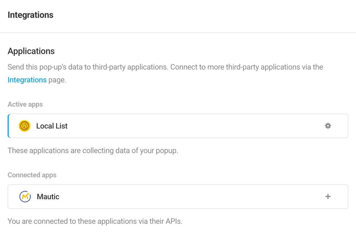 Select Mautic integrated app in Hustle opt-in module