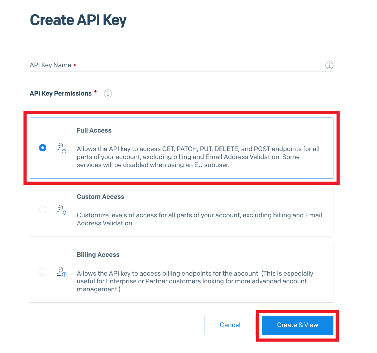 Create new SendGrid API key for integration with Hustle