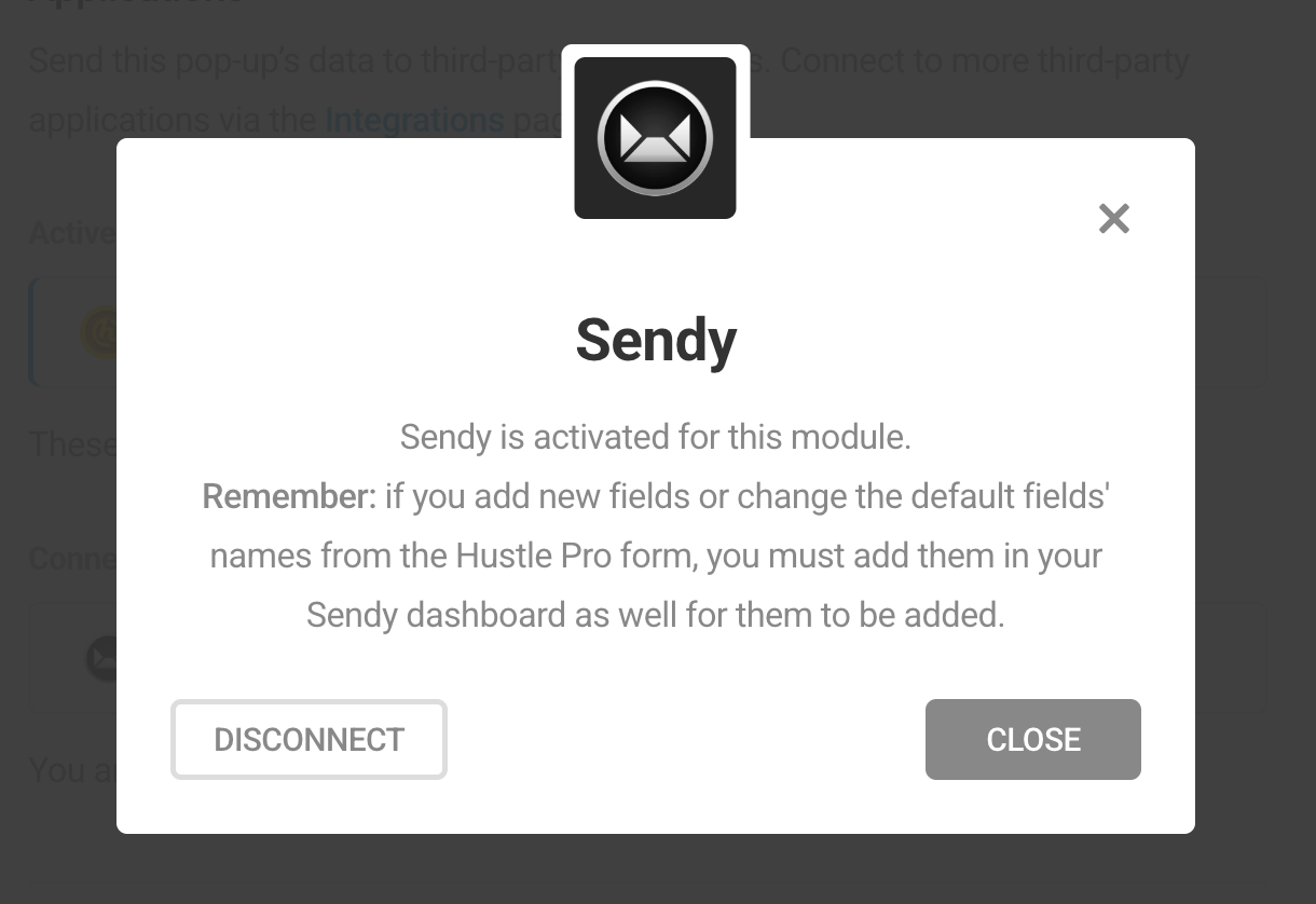 Sendy notice in Hustle opt-in module