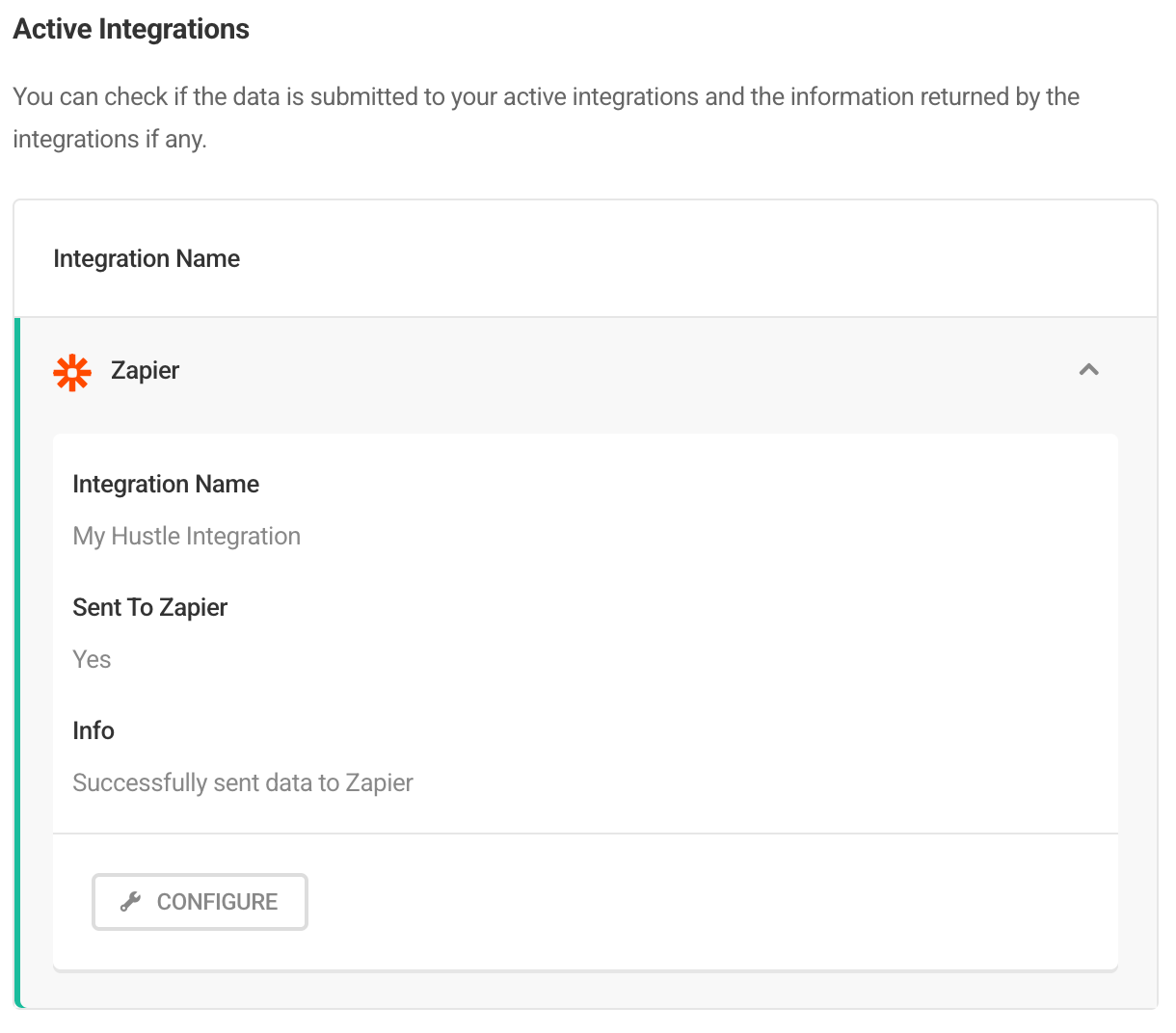 Verify Zapier submission in Hustle email list