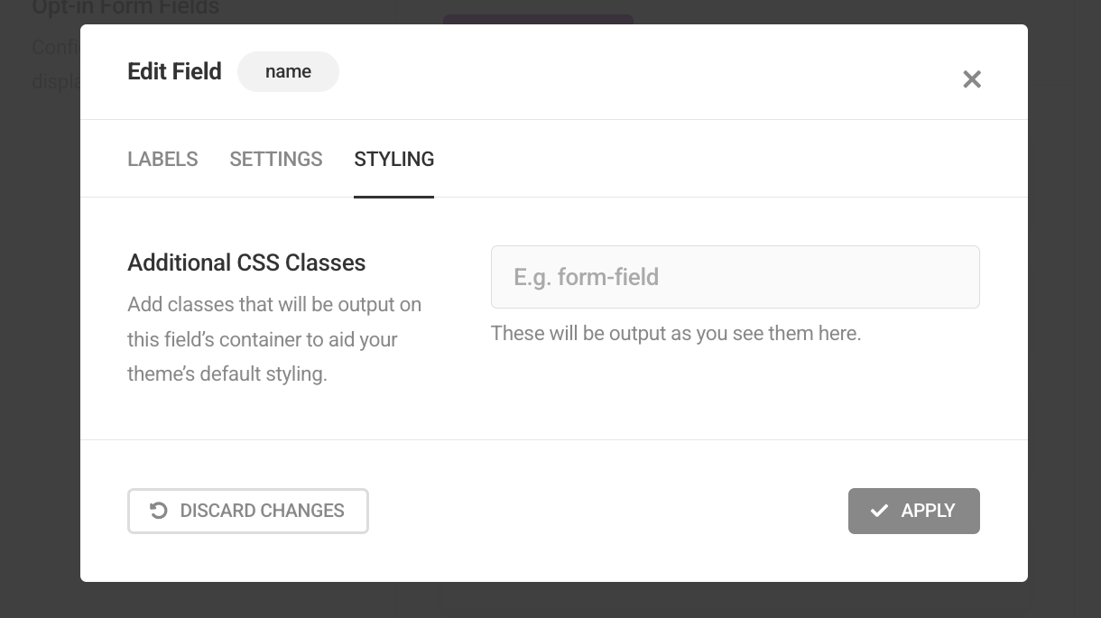 Additional CSS classes in Hustle module email fields