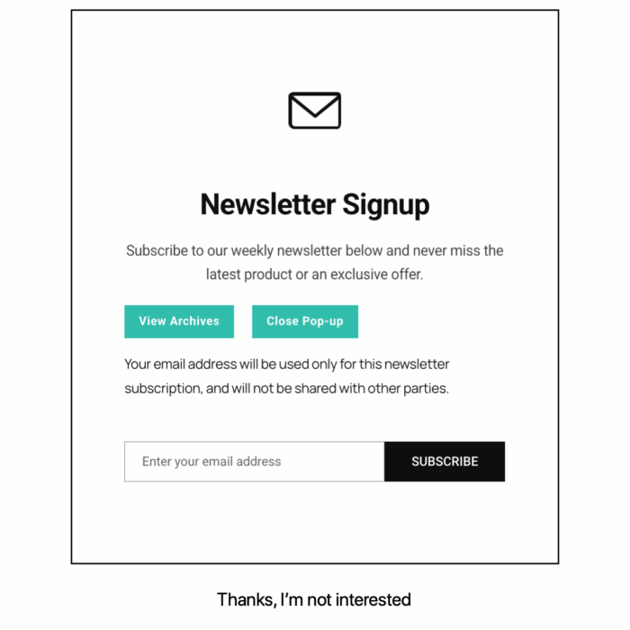 Hustle popup example