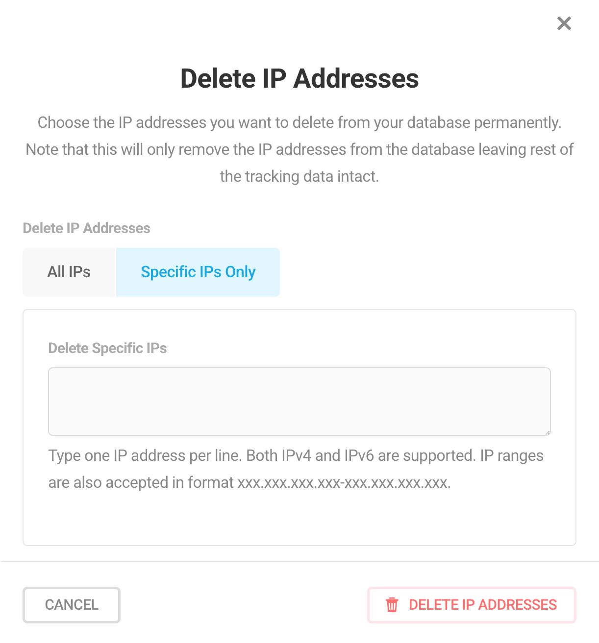 Delete specific IP addresses in Hustle
