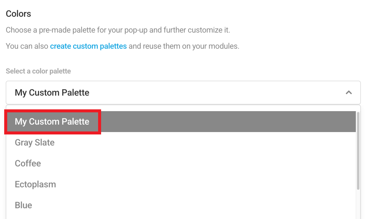 Use custom color palettes in Hustle modules