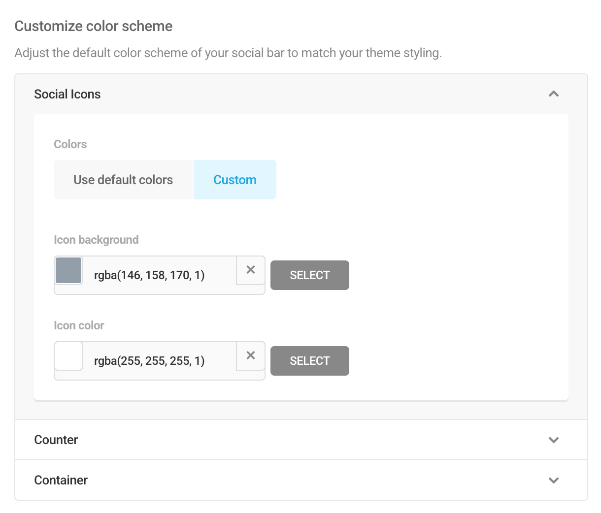 Icon styling options in Hustle social sharing module