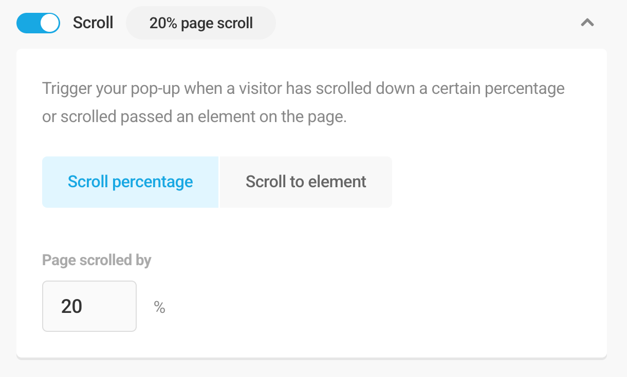 Behavior option to show a module during page scroll