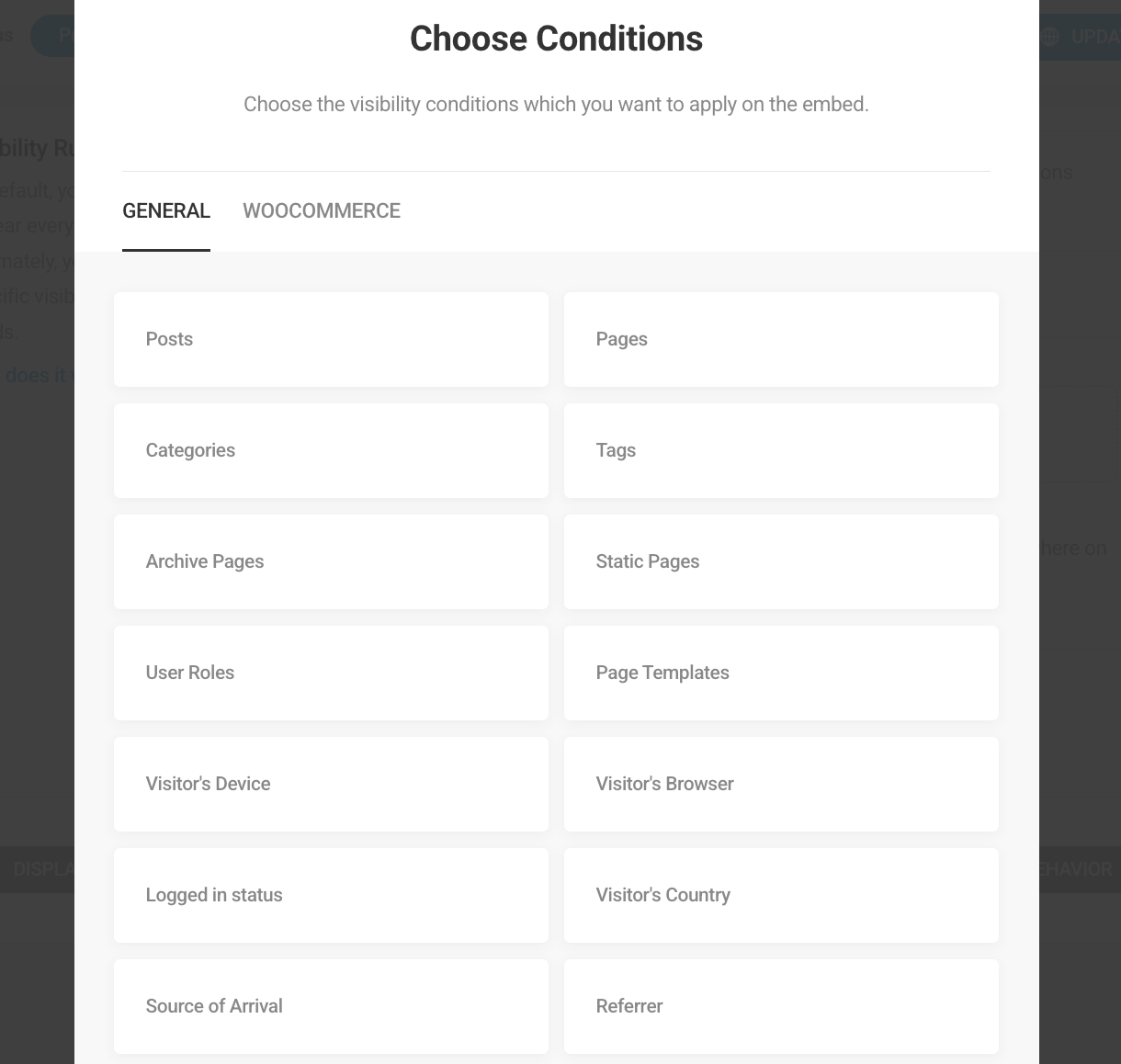 Available visibility conditions in Hustle modules
