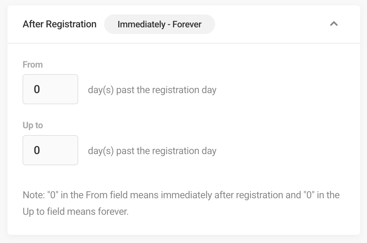After registration visibility condition in Hustle modules